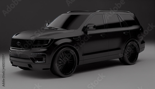 A black suv car with black background  Generative AI