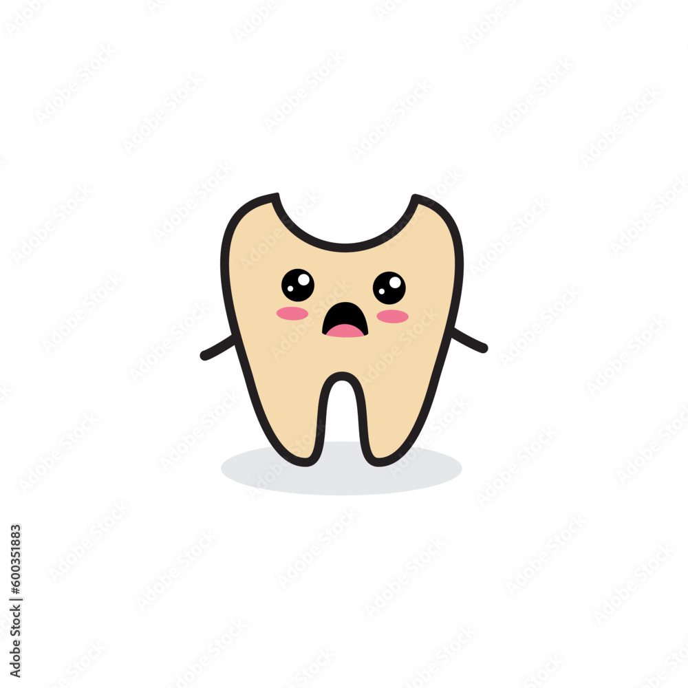 Tooth icon character. Sad, bad unhealthy tooth Tooth icon character. Sad, bad unhealthy tooth