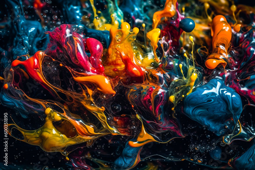 Colorful abstract art created with paint and water. AI Generated