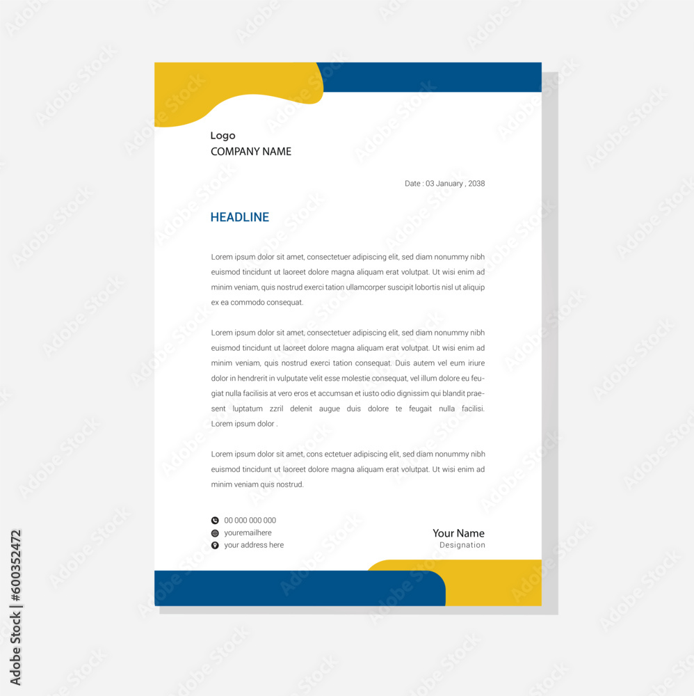 Obraz premium letterhead flyer corporate official minimal creative abstract professional informative newsletter design