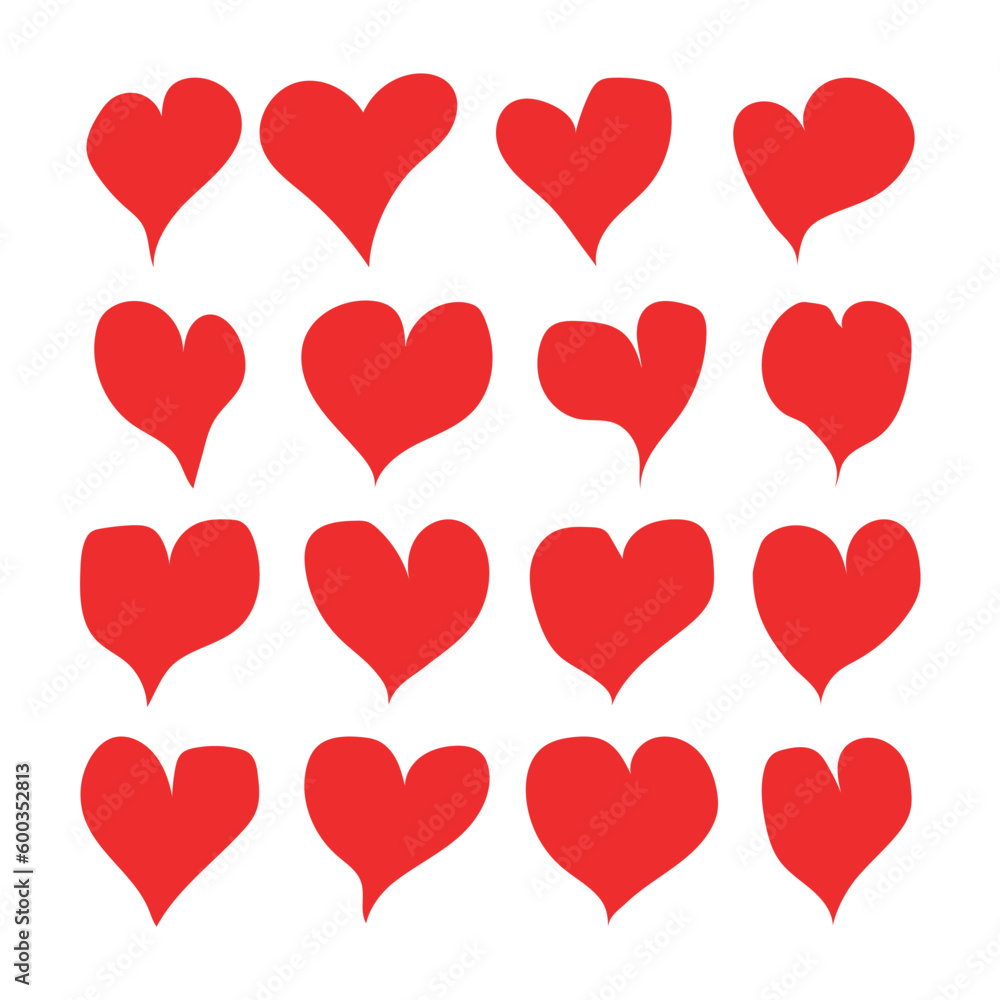 Red hearts icons. Heart symbols collection. Vector illustration Red hearts icons. Heart symbols collection. Vector illustration