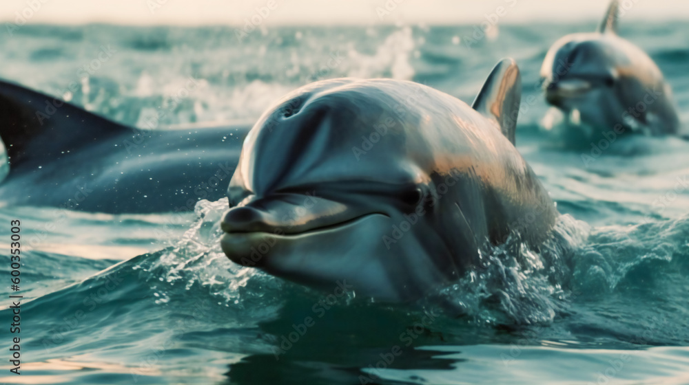 Fototapeta premium Capturing Dolphins in Motion. Generative AI