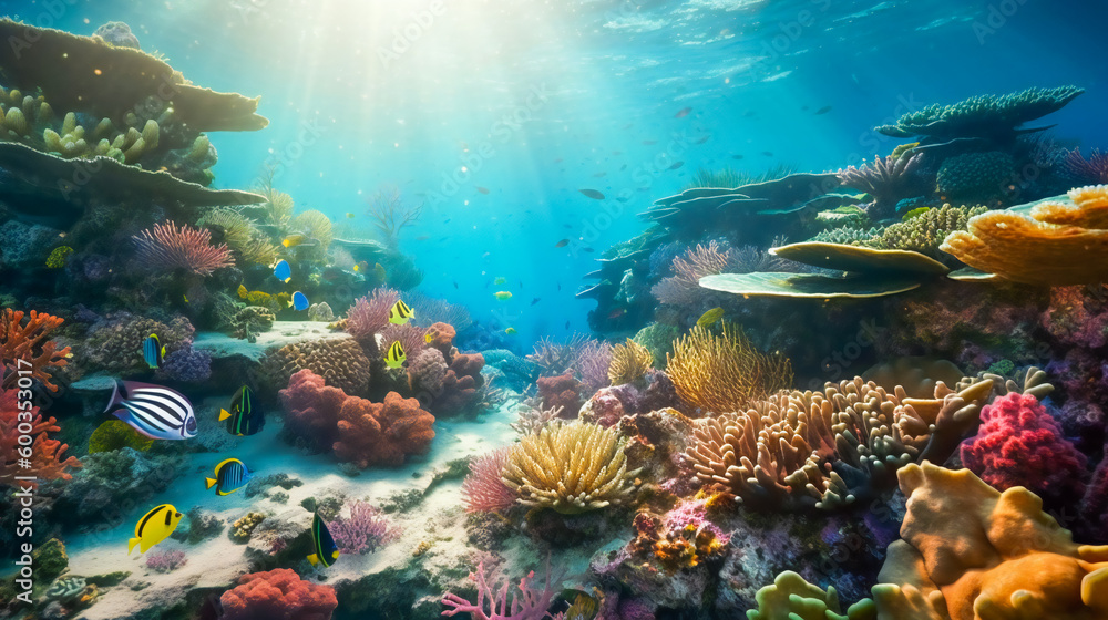 Diving into a Vibrant World of Coral and Sea Creatures. Generative AI