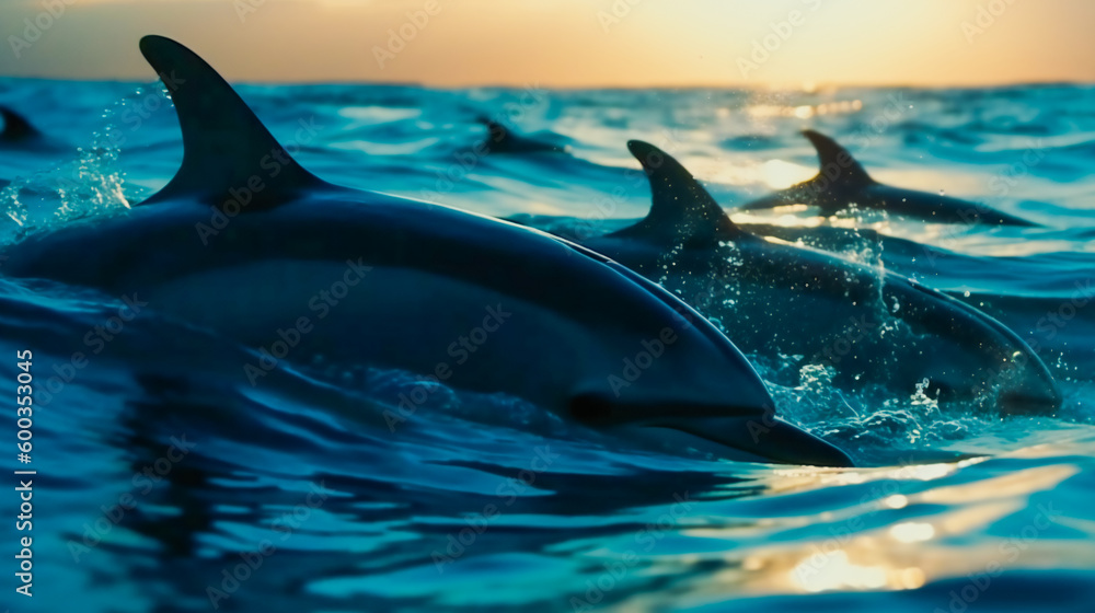 Fototapeta premium Capturing Dolphins in Motion. Generative AI