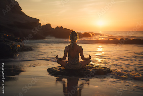 Finding Balance. Yoga Woman. Generative AI