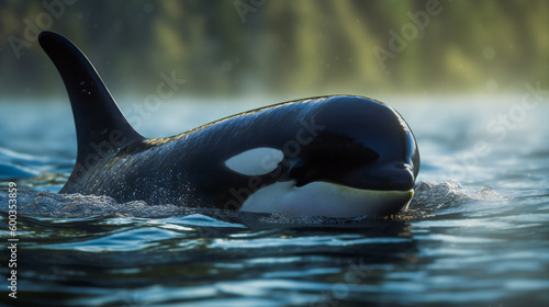 Killer whale swimming. Ai Generated