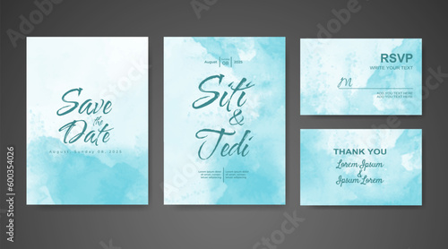 Wedding invitation with abstract watercolor background