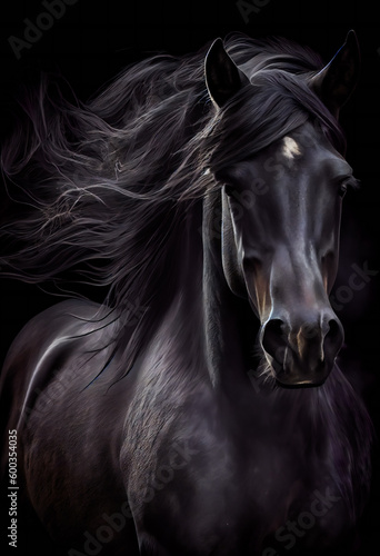 Magnificent Horse in a Stylishly Dark Photo.  Generative AI
