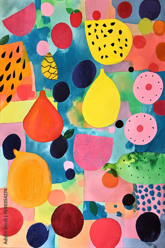 Abstract art colorful fruits background. Ai generated Abstract art colorful fruits background. Ai generated