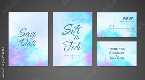 Wedding invitation with abstract watercolor background