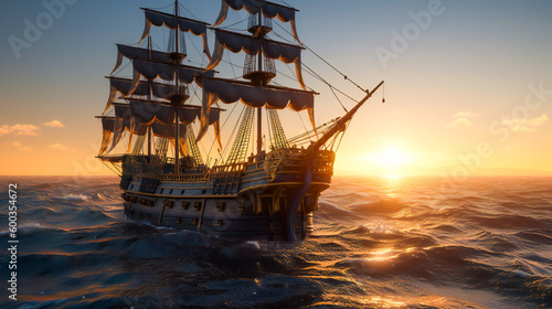 Pirate ship. AI Generated photo