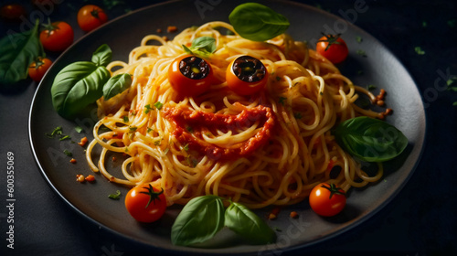 Smiling Spaghetti Plate . AI Generated.