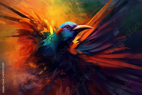 Colorful abstract bird feather. Generate Ai © nsit0108