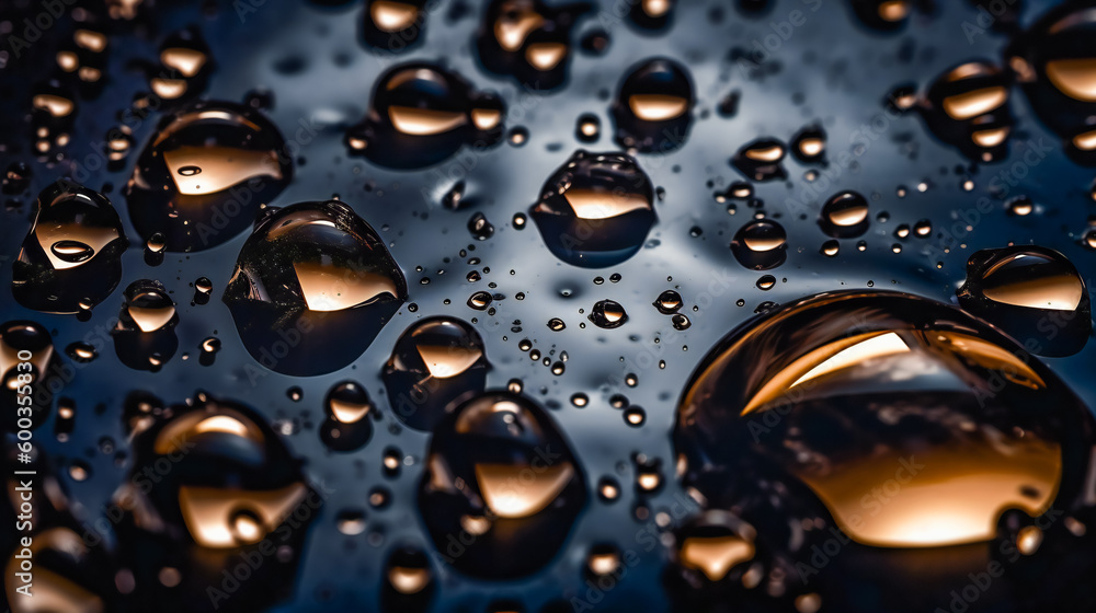 A Macro View of Visible Drops of Water. Generative AI A Macro View of Visible Drops of Water. Generative AI