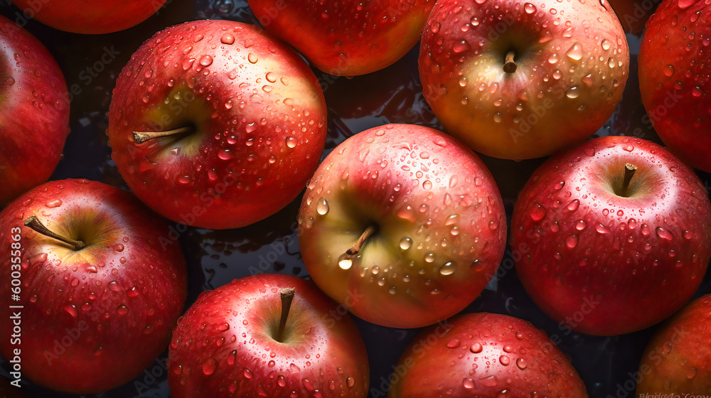Water Drenched Apples. Generative AI Water Drenched Apples. Generative AI