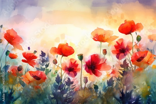 summer background, watercolor - Ai