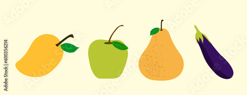 set of  fruits and vegetables