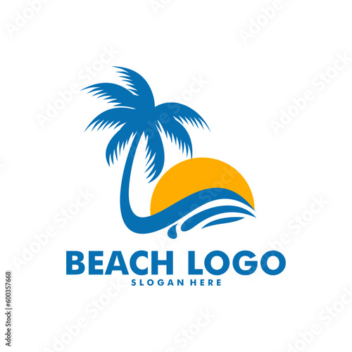 Wallpaper Mural Beach logo design Vector, Beach, palm and Sunset vector template Torontodigital.ca