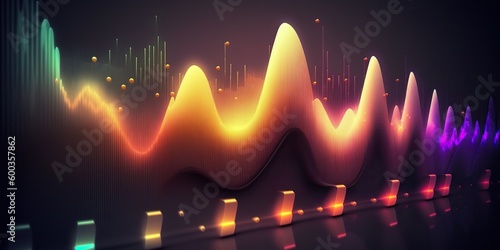 AI Generated. AI Generative. Music audio volume spectrum graph. Also can be used for stock marketing forex analytics. Graphic Art