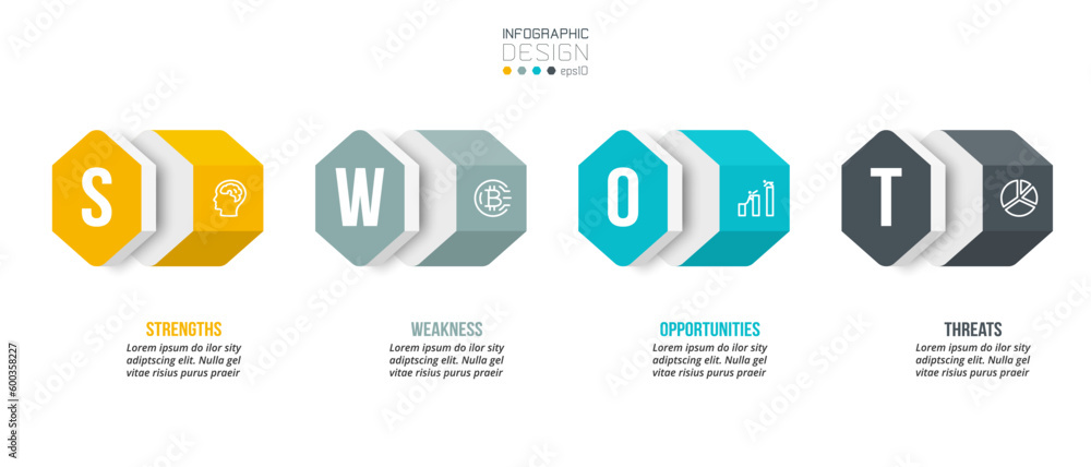 Business concept infographic template with swot analysis. Business concept infographic template with swot analysis.