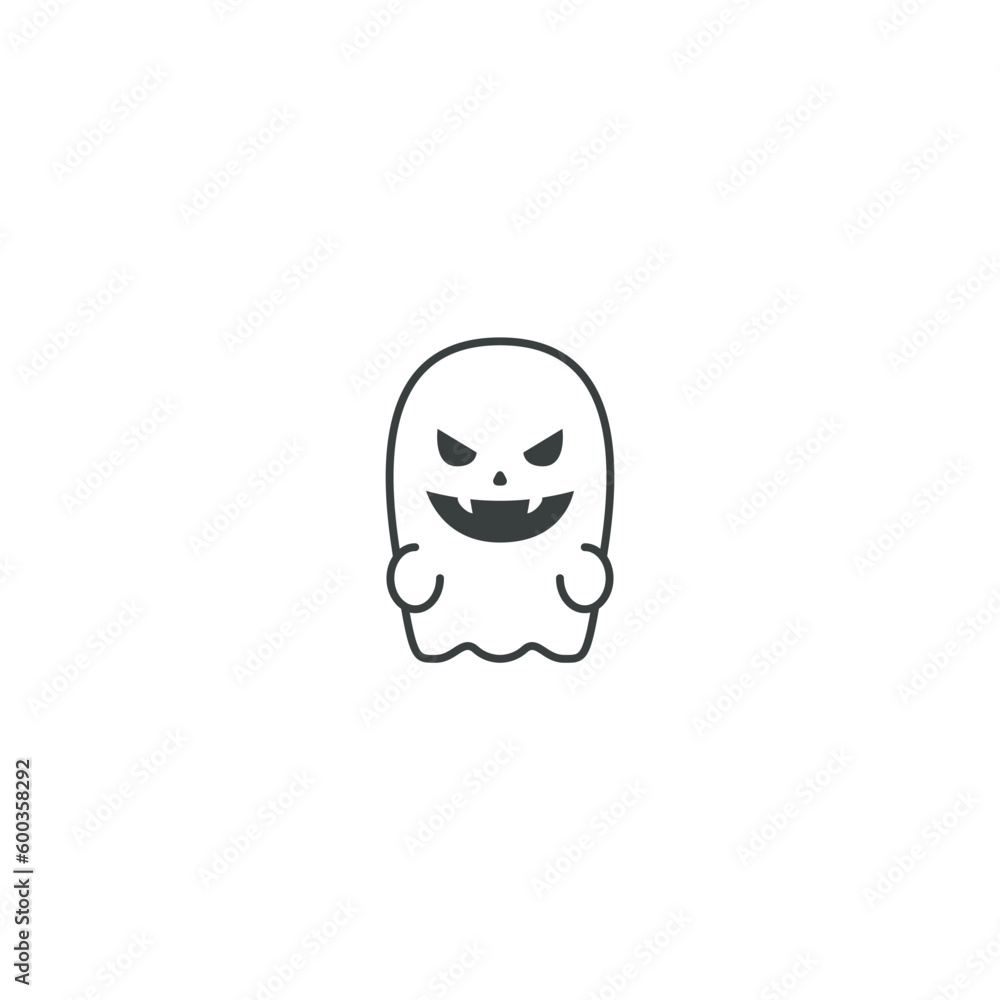 evil smile ghost icon black color