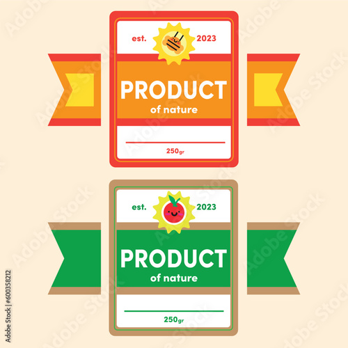 Product packaging label design, vector illustration