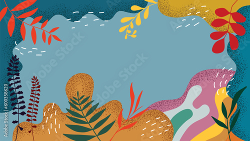wonderland fantasy background illustration with decorative objects and editable color