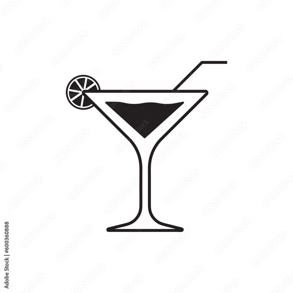 Martini cocktail icon, drink glass Martini cocktail icon, drink glass