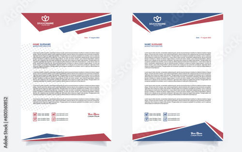 teletterhead design template with red blue and white color combination A4 layout	
