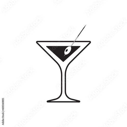 Martini cocktail icon, drink glass