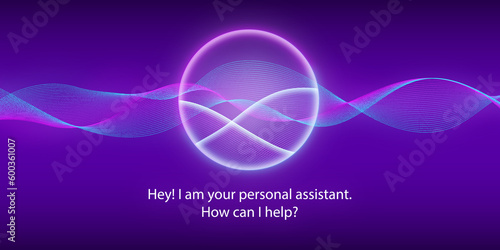 Artificial intelligence concept. Banner for web site or mobile app. Landing page with ai personal voice assistant.  illustration.