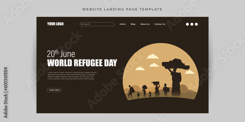 Vector illustration of World Refugee Day 20 June social media feed story mockup template
