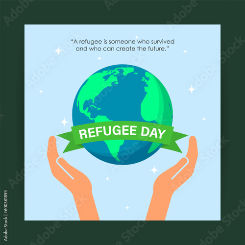 Vector illustration of World Refugee Day 20 June social media feed story mockup template