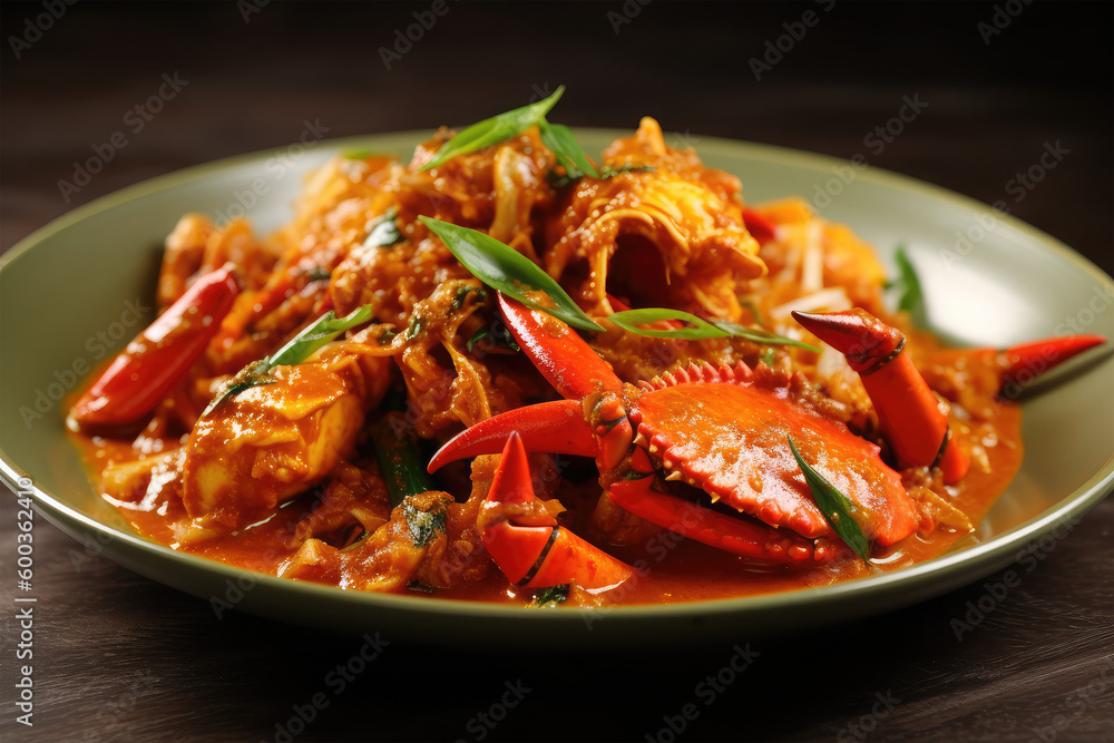 Stir Fried Crab with Curry Powder in dish Stir Fried Crab with Curry Powder in dish