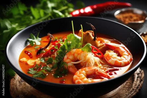 spicy prawn soup in bowl