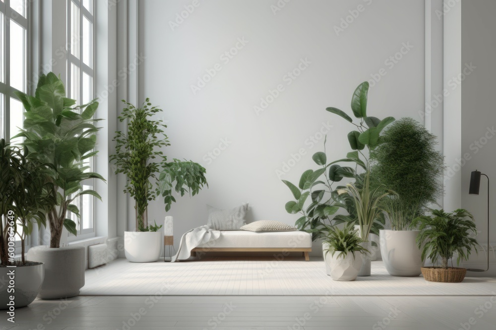 Living room plants minimalism. Generate Ai
