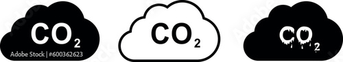 co2 emissions icon cloud, CO2 icon, sign flat style vector EPS 10.