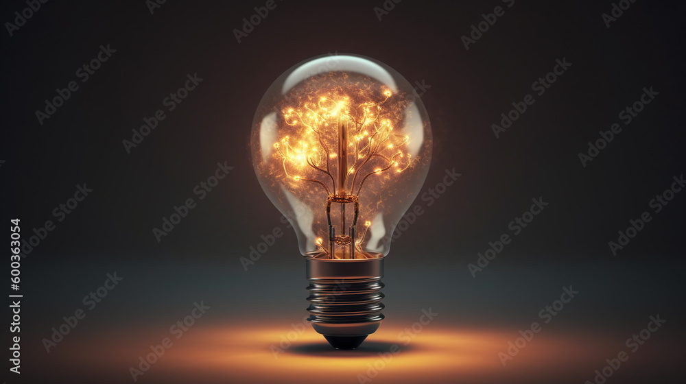 A light bulb with a brain-shaped filament - Generative AI A light bulb with a brain-shaped filament - Generative AI