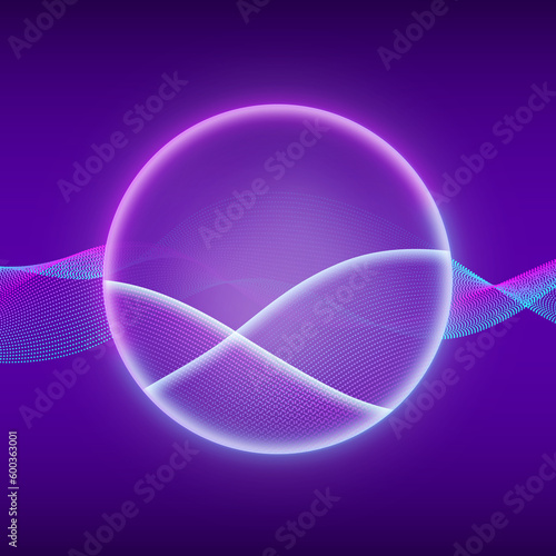 Artificial intelligence concept. Button icon with microphone. Banner for web site or mobile app. Landing page with ai personal voice assistant.  illustration.