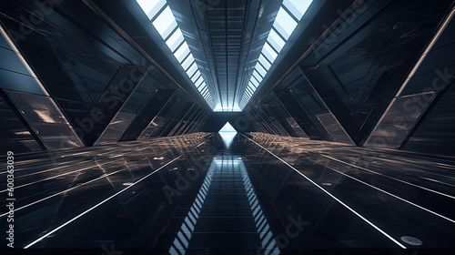 Futuristic triangular tunnel - generative AI