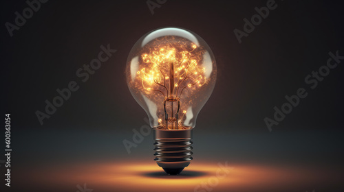A light bulb with a brain-shaped filament - Generative AI