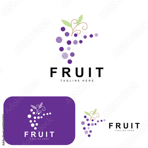 Grape Logo, Farm Fruit Vector, Fresh Purple Fruit Design, Grape Product Icon, Fruit Shop