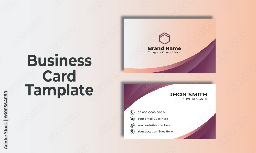 Corporate Modern Business Card Design, Double-Sided Creative Business Card Template, Vector Illustration Creative Name Card, Simple and Clean Design.