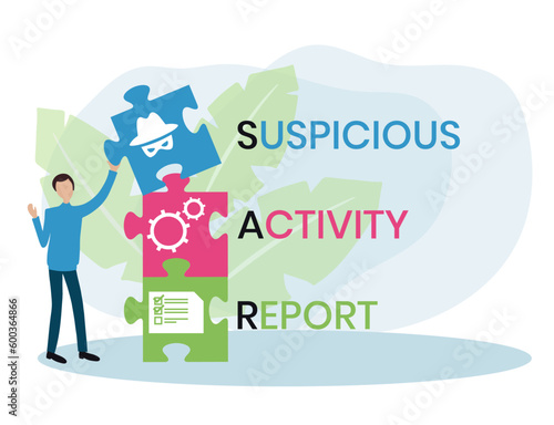 sar - suspicious activity report acronym. business concept background. vector illustration concept with keywords and icons. lettering illustration with icons for web banner, flyer