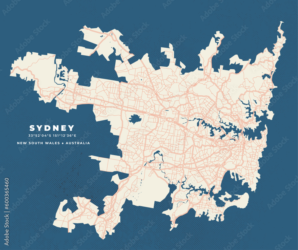 Naklejka premium Sydney - Australia map vector poster flyer