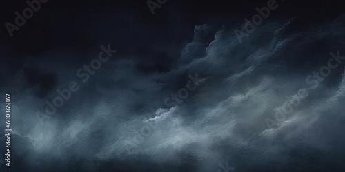 gray grunge smoke texture, dark sky, black night cloud, horror theme background. Generative ai