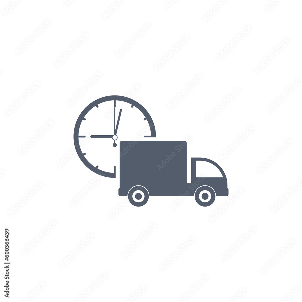 Logistics delivery truck and time icon isolated on transparent background Logistics delivery truck and time icon isolated on transparent background