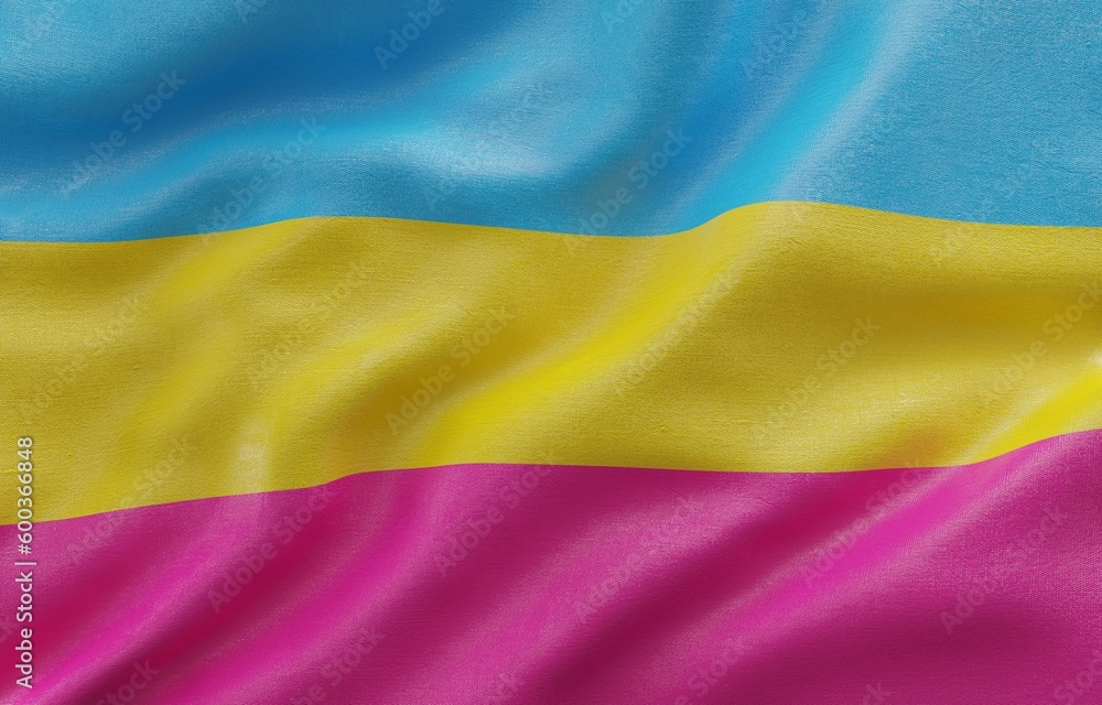 Fototapeta premium Flag of Pansexual background, Close-Up waving flag. 3d Rendering