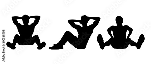 A person doing sit-ups silhouette black filled vector Illustration icon