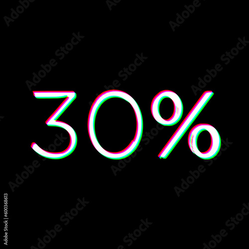 White Black 30 % Percent Sign Text Business Sale Price Off Discount Symbol Grudge Scratched Dirty Style Punk Print Symbol illustration